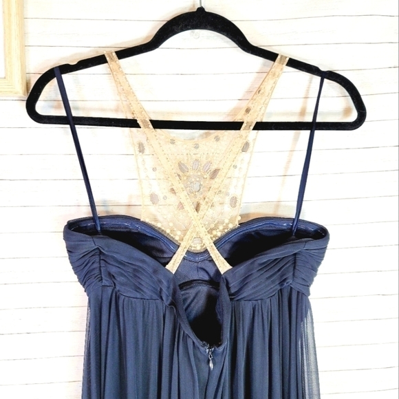 ADRIANNA PAPELL COLLECTION BEADED HALTER MAXI DRESS, SZ 10 - Picture 8 of 16